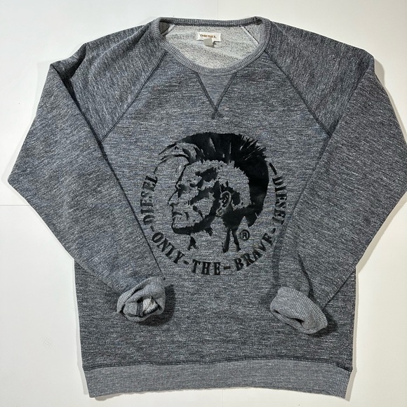 Mens Diesel "Only The Brave" Sweatshirt, Black Heather, Size Large - Picture 1 of 10